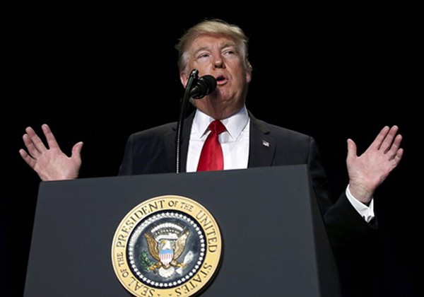 Tổng thống Trump phát biểu trong sự kiện hôm nay ở Washington. Ảnh:Reuters