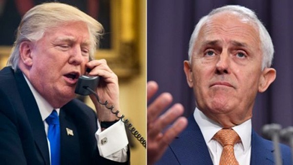 Tổng thống Mỹ Donald Trump (trái) và Thủ tướng Australia Malcolm Turnbull. Ảnh:BBC