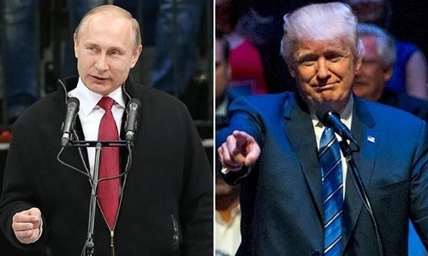Tổng thống Mỹ Donald Trump (phải) và người đồng cấp Nga Vladimir Putin. Ảnh:Telegraph