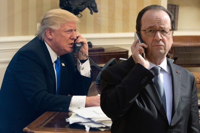 Tổng thống Mỹ Donald Trump (trái) và người đồng cấp Pháp Francois Hollande (Ảnh: Getty)