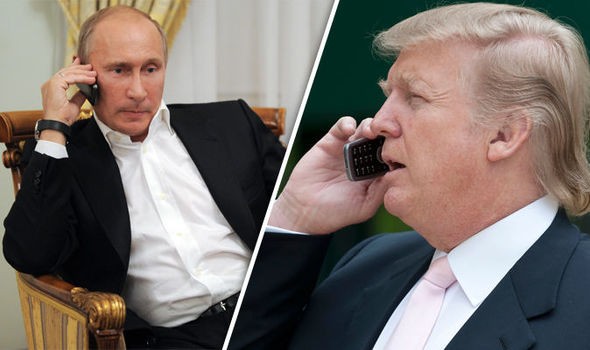 Tổng thống Nga Vladimir Putin (trái) và người đồng cấp Mỹ Donald Trump (Ảnh: Daily Express)