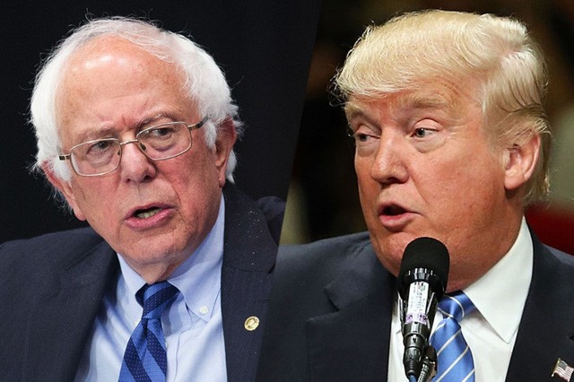 Thượng nghị sĩ Bernie Sanders (phải) và Tổng thống Donald Trump (Ảnh: NY Magazine)