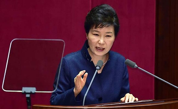 Tổng thống Hàn Quốc Park Geun-hye. Ảnh:AFP