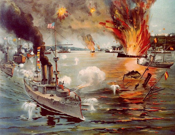 Trận giao chiến giữa hải quân Mỹ và Tây Ban Nha. Ảnh:National Interest.