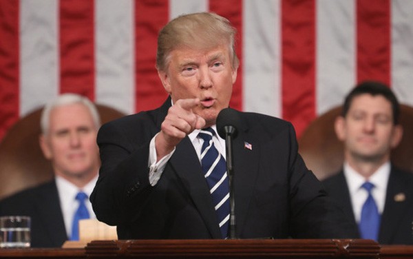 Tổng thống Trump phát biểu trước Quốc hội Mỹ. Ảnh:NY Post.
