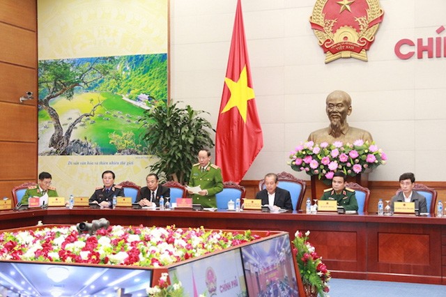 Thượng tướng Lê Quý Vương - Thứ trưởng Bộ Công an phát biểu tại hội nghị.