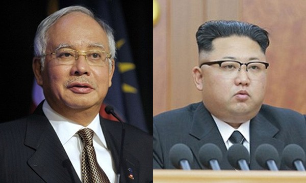 Thủ tướng Malaysia Najib Razak và lãnh đạo Triều Tiên Kim Jong-un. Ảnh:Reuters