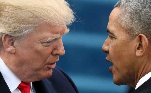 Tổng thống Mỹ Donald Trump (trái) và người tiền nhiệm Barack Obama. (Ảnh: Getty)