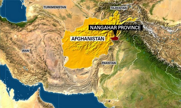 Vị trí tỉnh Nangarhar, miền đông Afghanistan, nơi bom GBU-43/B được thả xuống. Đồ họa:CNN