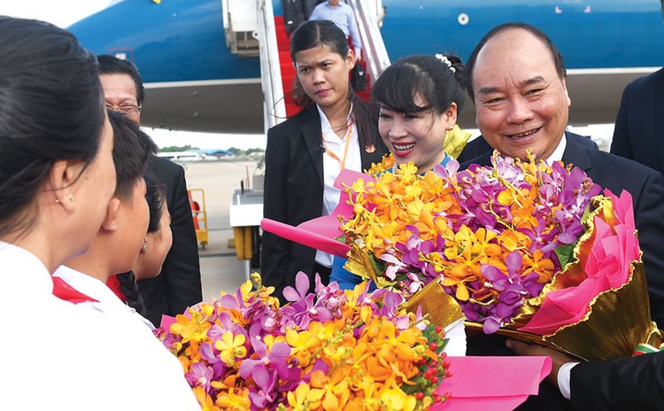 Chuyến thăm thể hiện sự coi trọng quan hệ láng giềng hữu nghị, hợp tác toàn diện Việt Nam – Campuchia. Ảnh: Quang Hiếu
