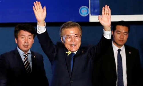 Tổng thống đắc cử Hàn Quốc Moon Jae-in. Ảnh:Reuters