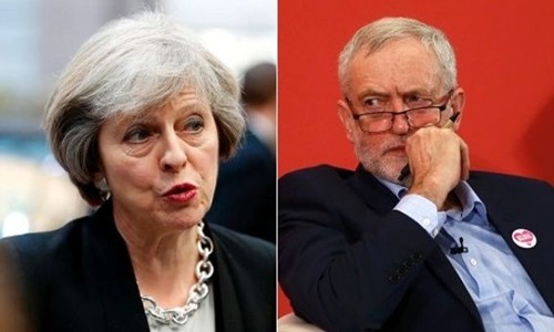 Bà Theresa May (trái) và ông Jeremy Corbyn. Ảnh:Reuters.