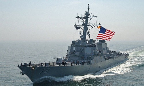 Một tàu chiến Mỹ tại vùng Vịnh. Ảnh:AFP