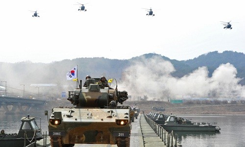 Quân đội Hàn Quốc trong một đợt diễn tập quân sự. Ảnh:Yonhap.