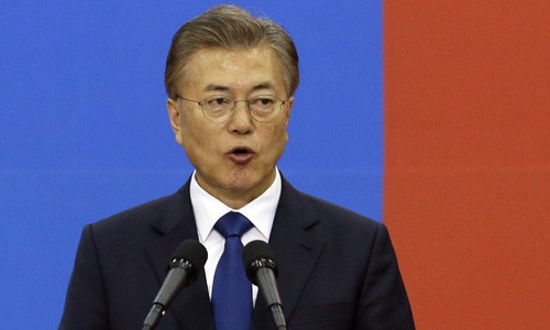 Tổng thống Hàn Quốc thề ngăn chiến tranh trên bán đảo Triều Tiên. Ảnh:AFP.