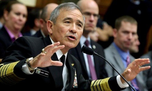 Đô đốc Harry Harris, tư lệnh Bộ chỉ huy Thái Bình Dương (PACOM) Mỹ. Ảnh:Reuters.