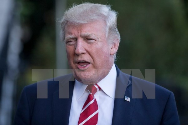 Tổng thống Mỹ Donald Trump phát biểu với báo giới tại Washington, DC ngày 6/10. (Nguồn: AFP/TTXVN)
