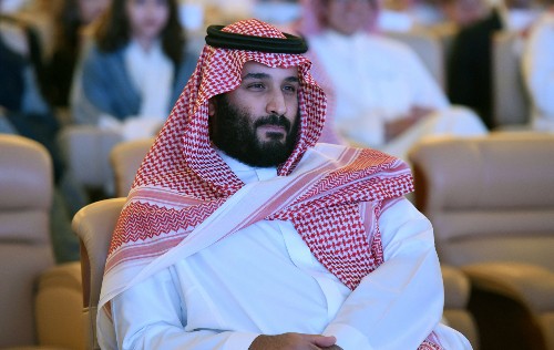 Hoàng tử Saudi Arabia Mohammed bin Salman tại buổi công bố siêu đô thị. Ảnh: Bloomberg