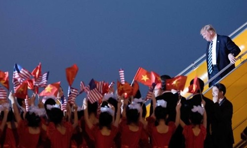 Tổng thống Mỹ - Donald Trump tới Hà Nội cuối tuần trước. Ảnh:AFP