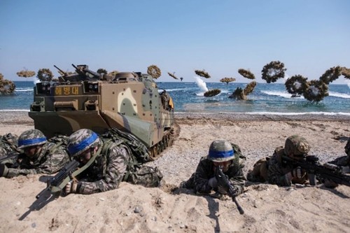 Một cuộc tập trận quân sự chung Mỹ - Hàn. Ảnh:AFP.