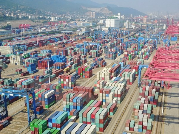 Một cảng hàng hóa ở Giang Tô, Trung Quốc ngày 8/6. (Nguồn: AFP/TTXVN)