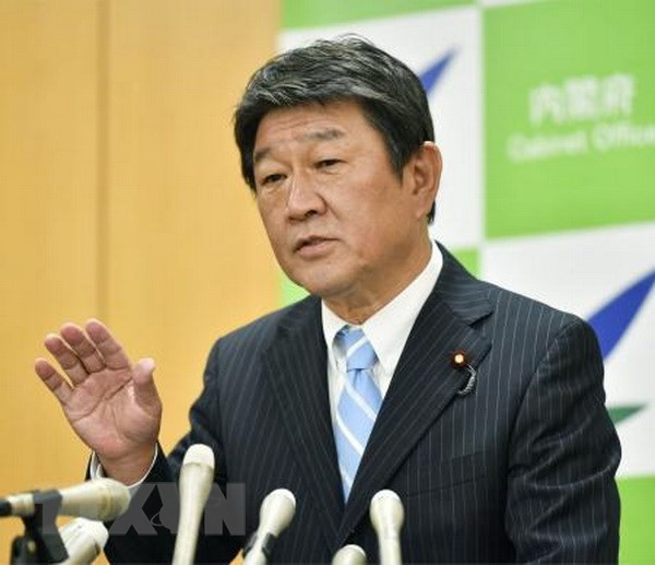 Bộ trưởng Tái thiết kinh tế Nhật Bản Toshimitsu Motegi. (Nguồn: Kyod0/TTXVN)