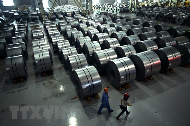 Sản phẩm thép của Trung Quốc tại nhà máy thép ở Handan, tỉnh Hà Bắc. (Nguồn: AFP/TTXVN)