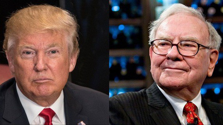 Tổng thống Mỹ Donald Trump (trái) và nhà đầu tư huyền thoại Warren Buffett.