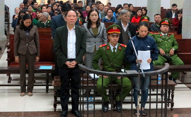 Bị cáo Phan Minh Nguyệt tại phiên tòa sơ thẩm lần 1. Ảnh: st