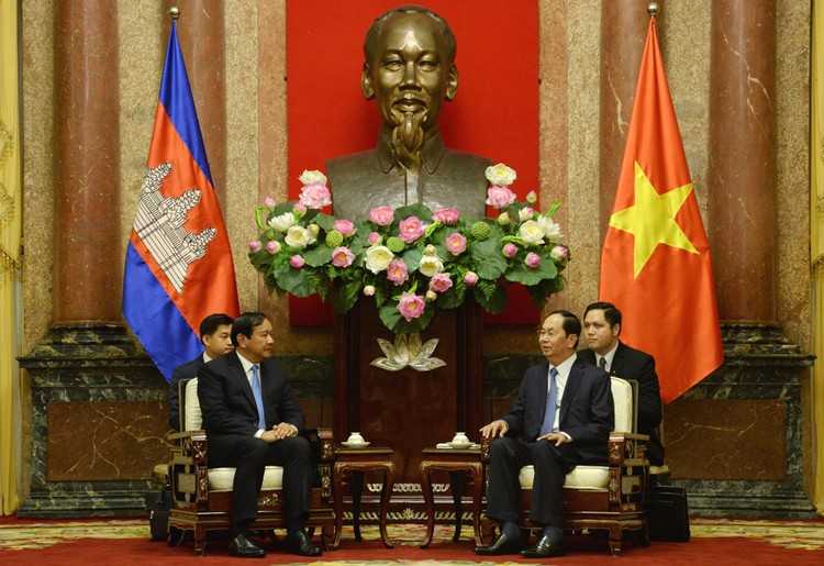 Chủ tịch nước Trần Đại Quang đánh giá cao kết quả Kỳ họp lần thứ 16 của Ủy ban Hỗn hợp Việt Nam – Campuchia. Ảnh: Việt Cường