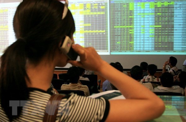 Nhà đầu tư theo dõi diễn biến thị trường trên sàn giao dịch chứng khoán Bảo Việt. (Ảnh: Phạm Hậu/TTXVN)