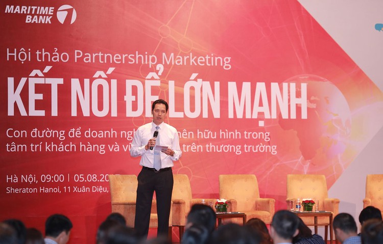 Ông Huỳnh Bửu Quang, Tổng giám đốc Maritime Bank phát biểu tại Hội thảo ra mắt chương trình Partnership Marketing