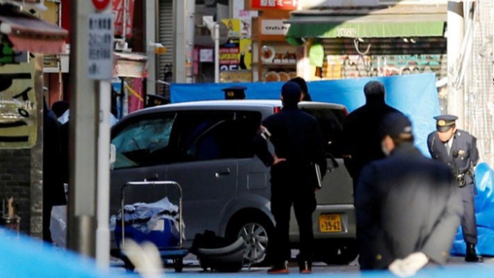 Hiện trường vụ tấn công bằng xe tải ở Tokyo ngày 1/1/2019 - Ảnh: Reuters.