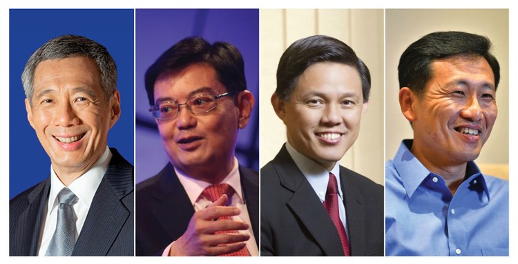 Thủ tướng Lý Hiển Long và 3 ứng cử viên sáng giá cho vị trí Thủ tướng Singapore trong tương lai (Heng Swee Keat, Chan Chun Sing và Ong Ye Kung)