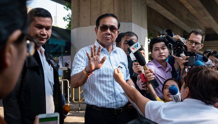 Thủ tướng Thái Lan Prayuth Chan-OCha sau khi bỏ phiếu trong cuộc bầu cử ngày 24/3 - Ảnh: Bloomberg.
