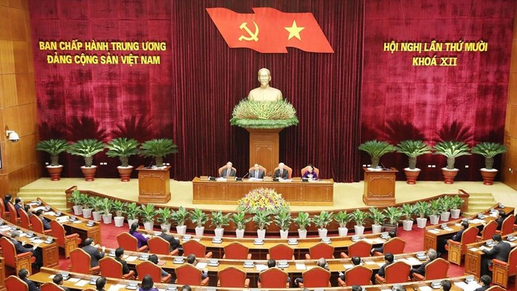 Toàn cảnh khai mạc Hội nghị lần thứ 10 Ban Chấp hành Trung ương Đảng Cộng sản Việt Nam khóa XII. Ảnh: Bùi Tấn