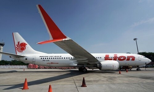 Máy bay Boeing 737 MAX của hãng hàng không Indonesia Lion Air. Ảnh:Bloomberg.