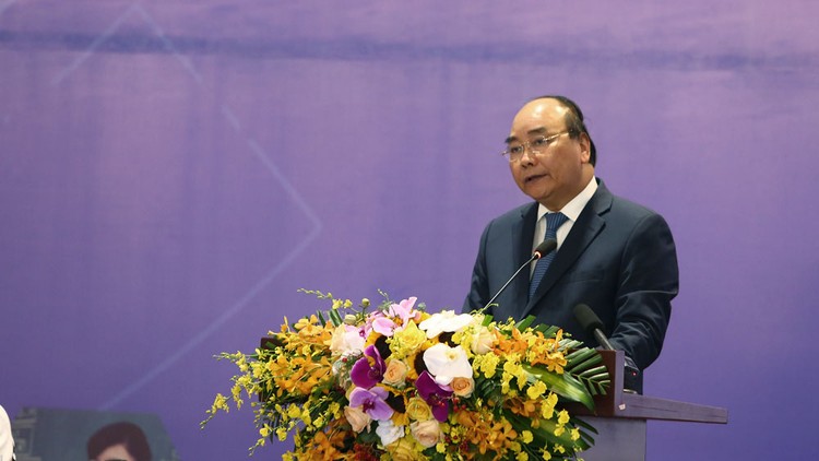 Thủ tướng Nguyễn Xuân Phúc phát biểu tại Diễn đàn thường niên lần thứ hai về Cải cách và Phát triển Ảnh: Lê Tiên