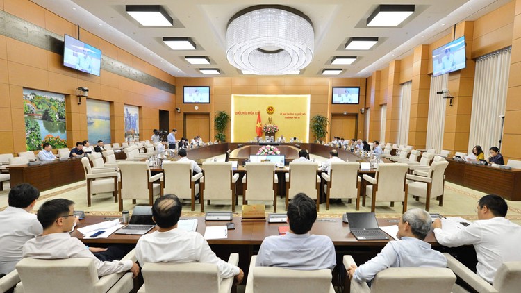 Ủy ban Thường vụ Quốc hội cho ý kiến về Dự án Luật Doanh nghiệp (sửa đổi). Ảnh: Quang Khánh