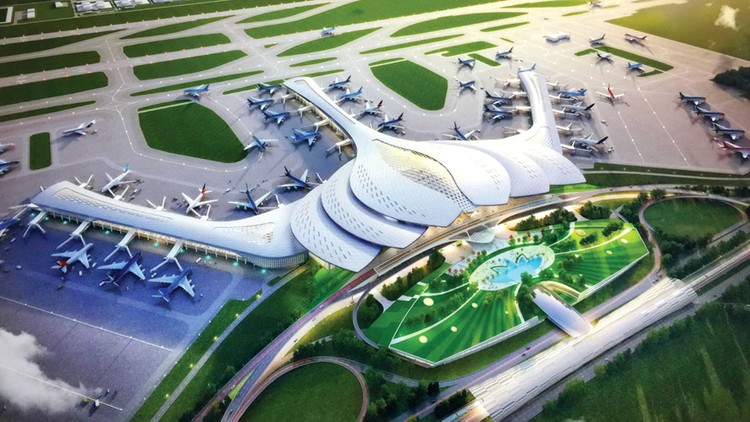 Dự kiến, Dự án Cảng hàng không quốc tế Long Thành sẽ được xây dựng với công suất 100 triệu lượt hành khách và 5 triệu tấn hàng hóa mỗi năm. Ảnh: NC st