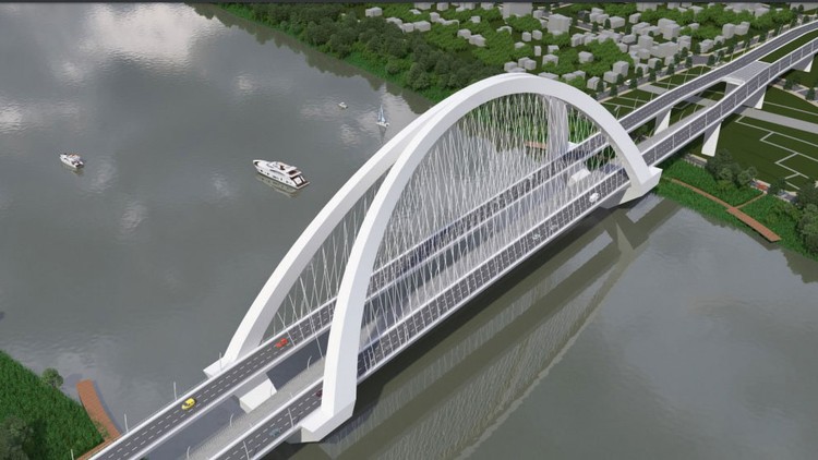 1 trong 15 phương án thiết kế cầu vượt sông Hương (TP. Huế)