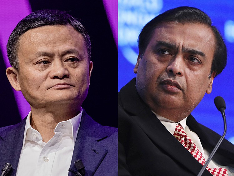 Jack Ma (trái) và Mukesh Ambani hiện là hai người giàu nhất châu Á. Ảnh:Bloomberg