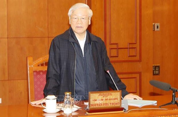 Tổng Bí thư, Chủ tịch nước Nguyễn Phú Trọng phát biểu tại phiên họp của Tiểu ban Nhân sự Đại hội XIII của Đảng. Ảnh: Trí Dũng