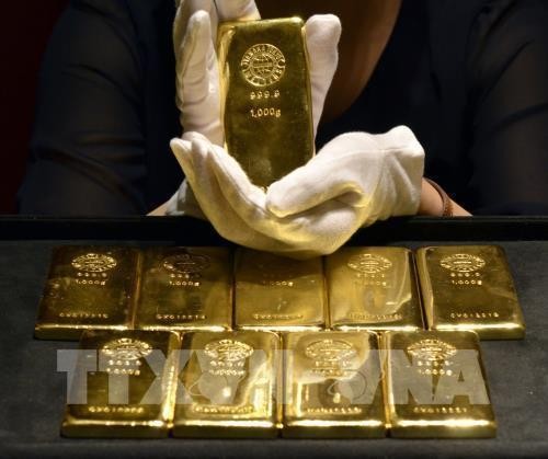 Giá vàng trong nước giao dịch trên mốc 46 triệu đồng/lượng. Ảnh minh họa: TTXVN