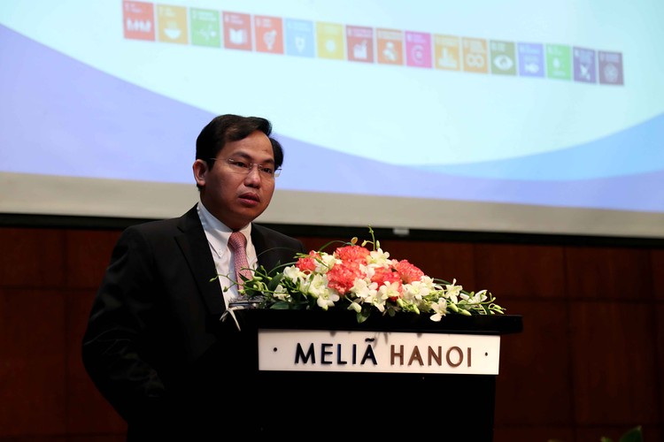 Thứ trưởng Bộ KH&ĐT Lê Quang Mạnh phát biểu tại Lễ công bố Bộ chỉ tiêu thống kê phát triển bền vững. Ảnh: Lê Trang