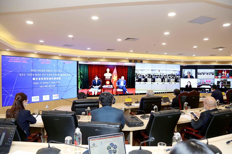 Hội nghị xúc tiến đầu tư vào tỉnh Nghệ An được tổ chức theo hình thức trực tuyến. Ảnh: MPI