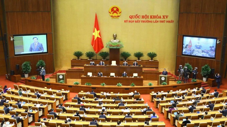 Quốc hội khoá XV đã khai mạc kỳ họp bất thường lần thứ nhất theo hình thức trực tuyến vào sáng ngày 4/1/2022 - ảnh Thành Chung