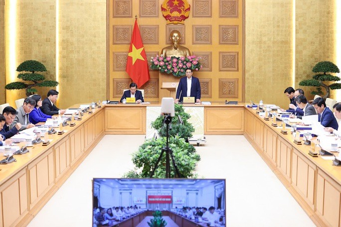 Thủ tướng Chính phủ Phạm Minh Chính chủ trì Hội nghị xây dựng cơ chế, chính sách đặc thù cho TP.HCM ngày 27/2. Ảnh: VGP.