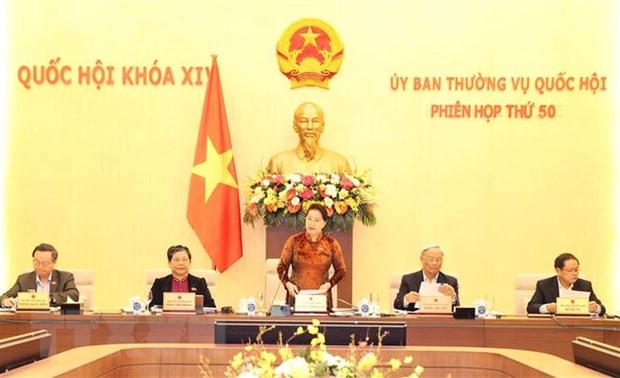 Chủ tịch Quốc hội Nguyễn Thị Kim Ngân phát biểu khai mạc Phiên họp thứ 50 của Ủy ban Thường vụ Quốc hội. Ảnh: TTXVN