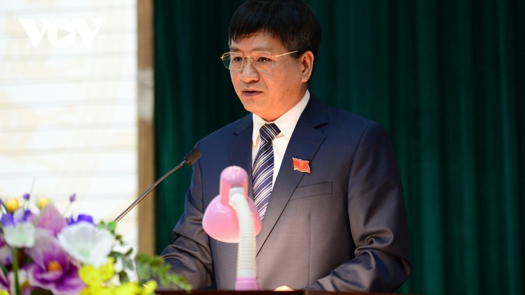 Ông Lê Thành Đô, Chủ tịch UBND tỉnh Điện Biên phát biểu nhận nhiệm vụ mới.
